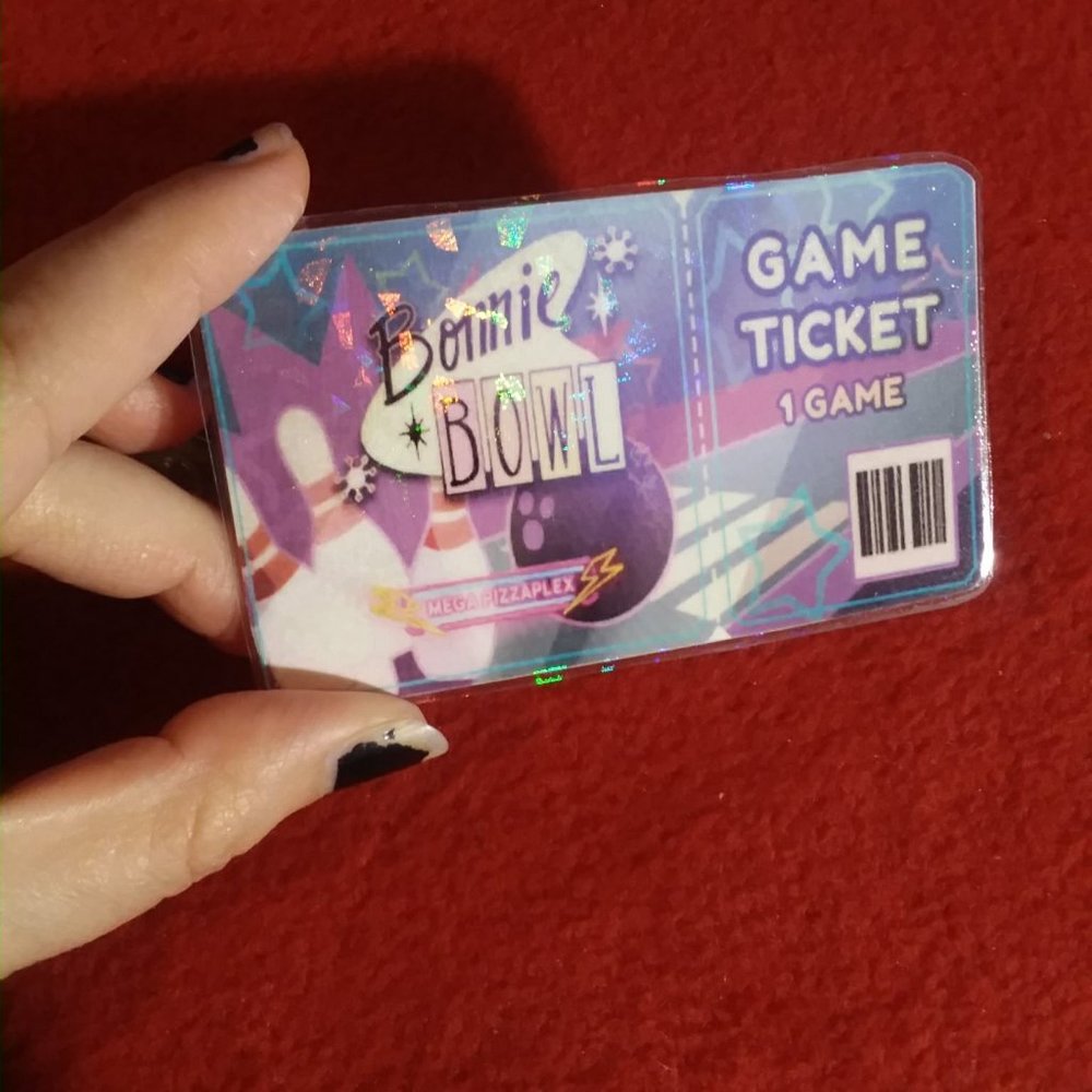 Custom Handmade Laminate Cosplay Fnaf  Bonnie Bowl Game Ticket Pass Holographic!